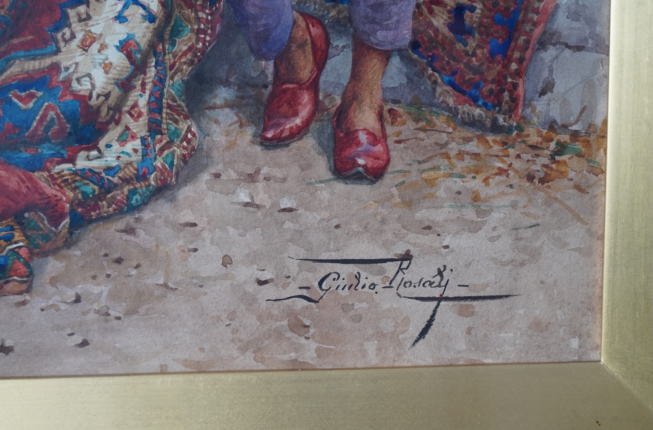 Giulio Rosati, Italian 1858-1917, Orientalist study, figures before an archway